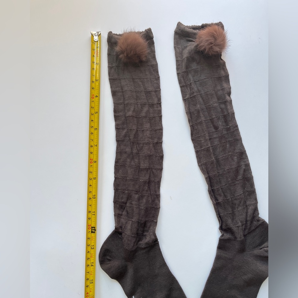 Yohji Yamamoto Dark Brown Socks with Pom Poms - Picture 4 of 5